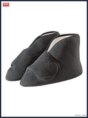 Wide Diabetic Slippers Non-Slip Fleece Bootie Slippers for Swollen Feet
